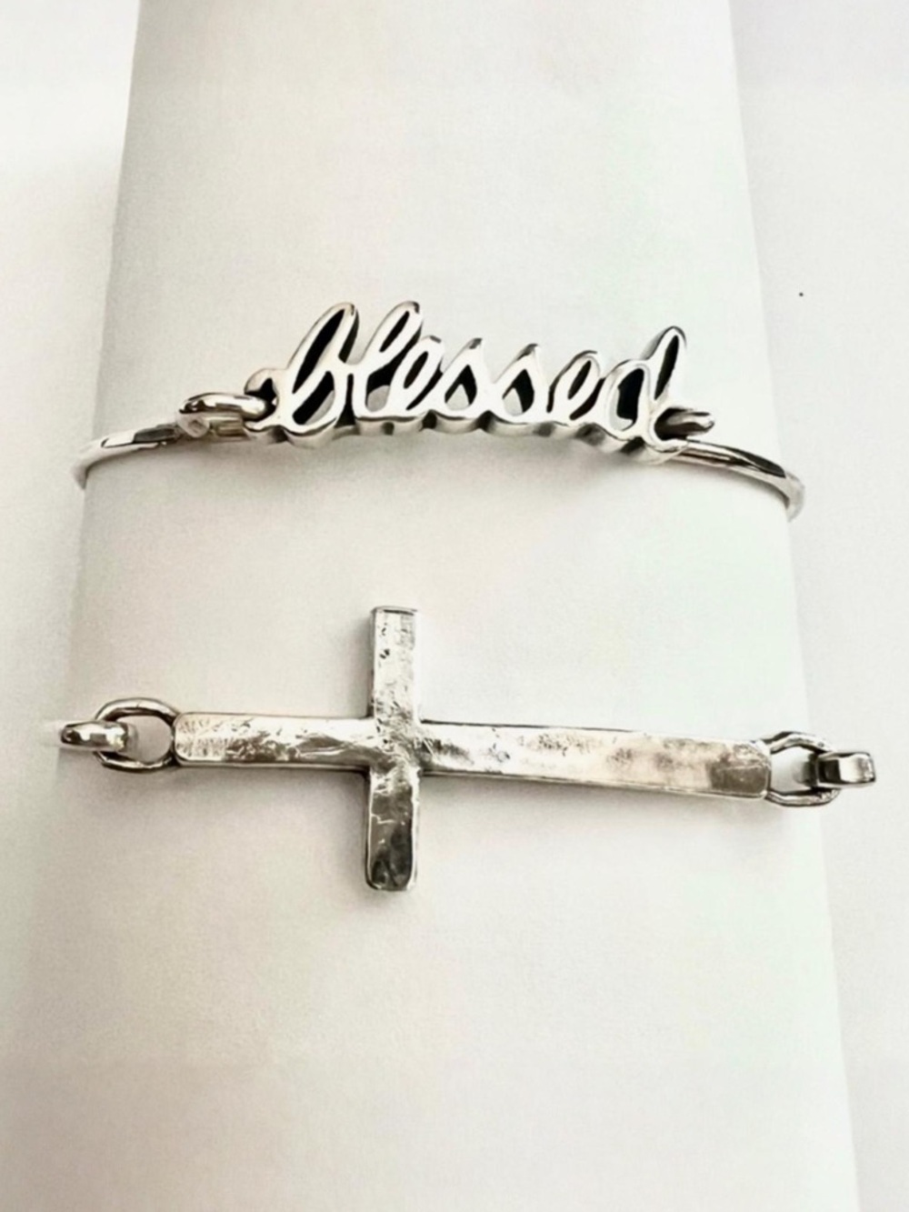 James Avery BLESSED & CROSS hook on style soft hammered bracelets